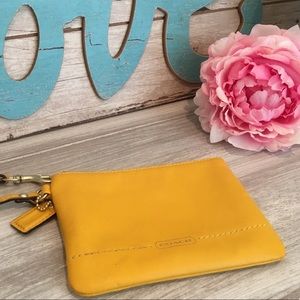 COACH Yellow Calf Leather Wristlet